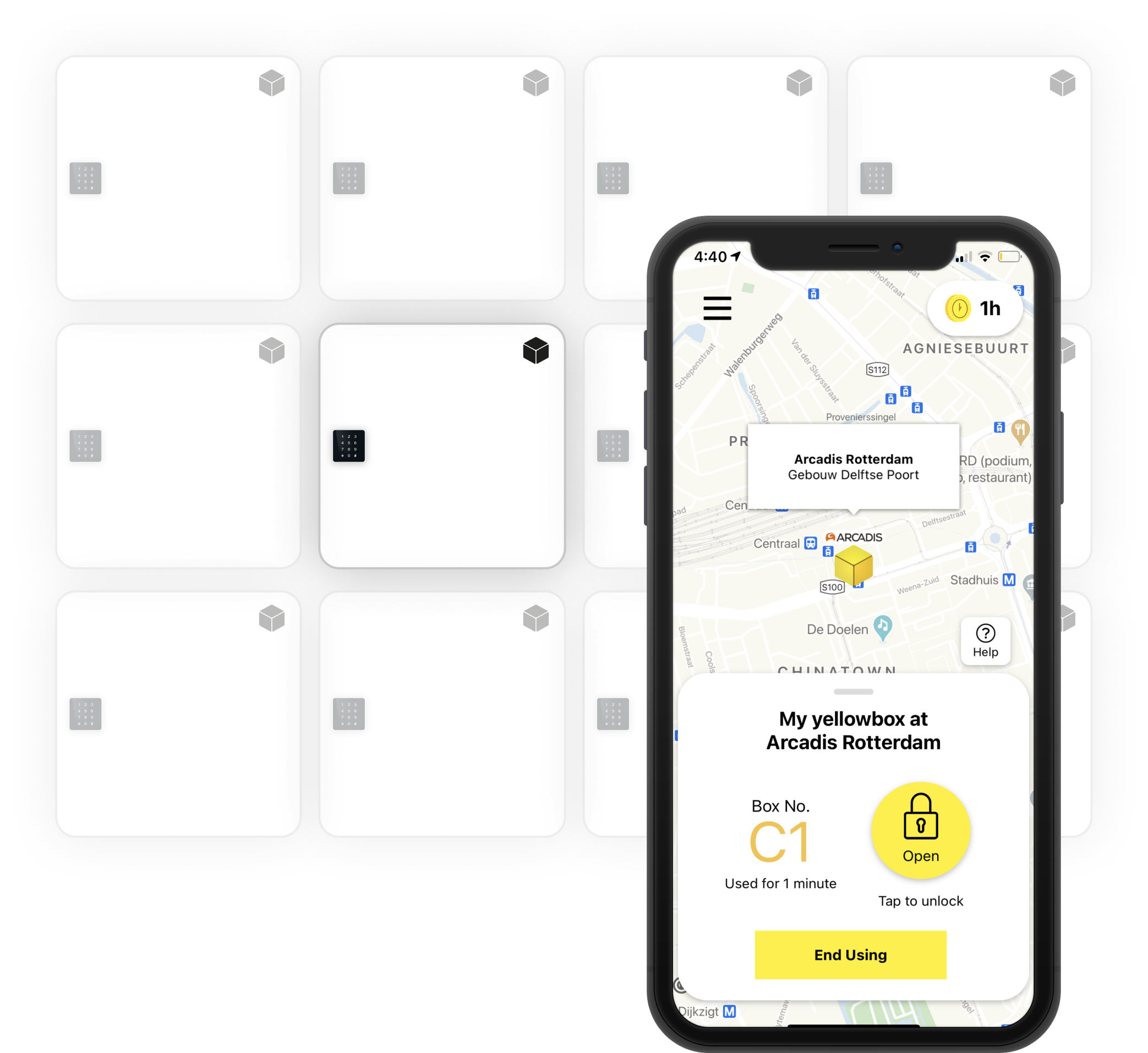 Access your locker system using the easy to use Yellowbox app